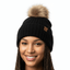THIGHBRUSH® APPAREL COMPANY - Raccoon Fur Pom Cuffed Beanies - Black