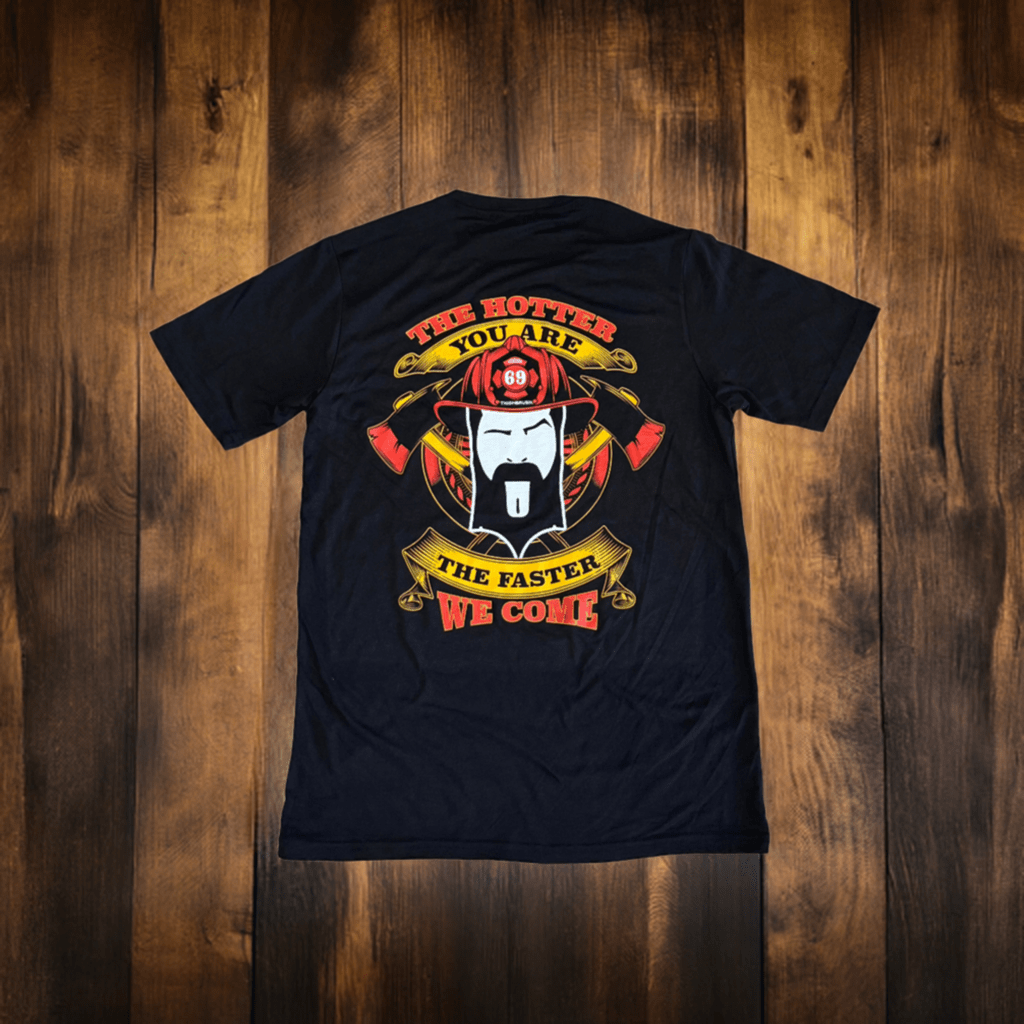 THIGHBRUSH® FIRE DEPT - THE HOTTER YOU ARE THE FASTER WE COME - Men's T-Shirt - Black