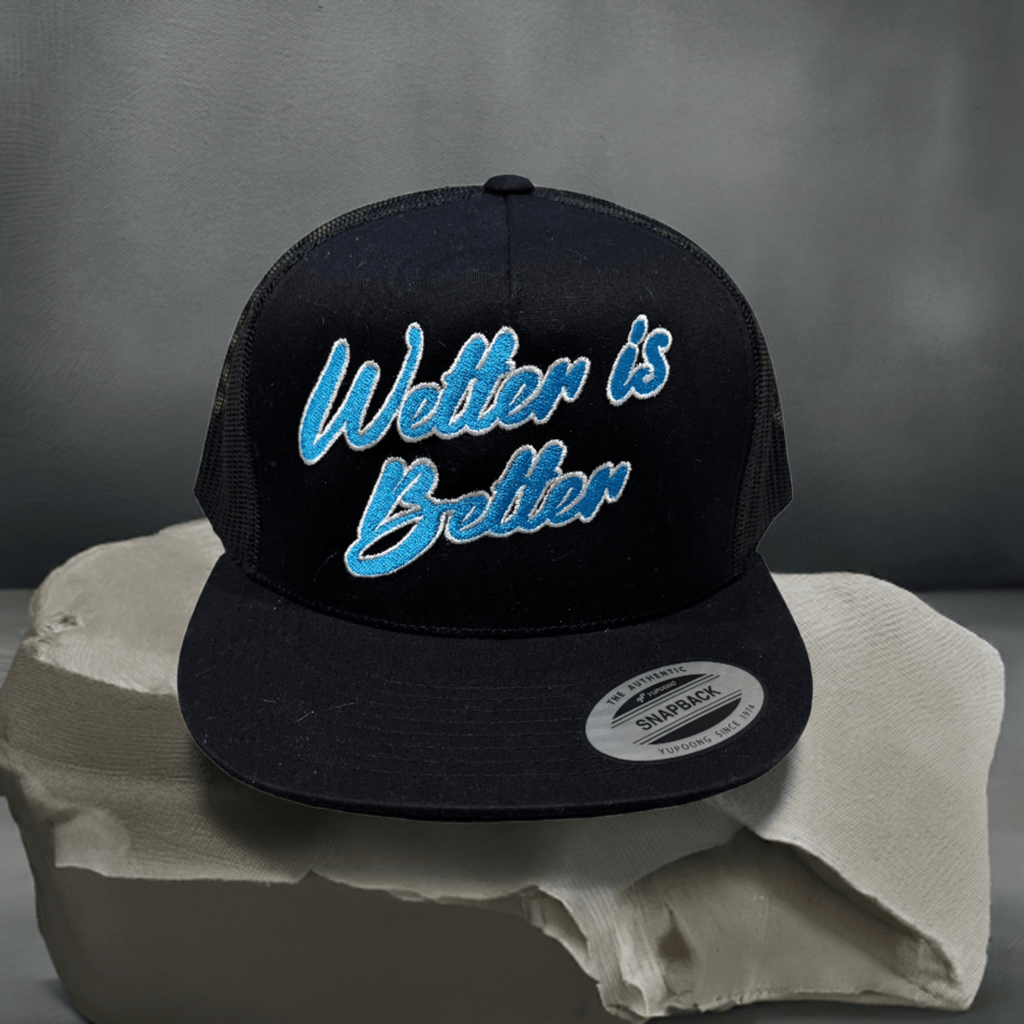 THIGHBRUSH® - WETTER IS BETTER - Flat Bill Trucker Snapback Hat - Black