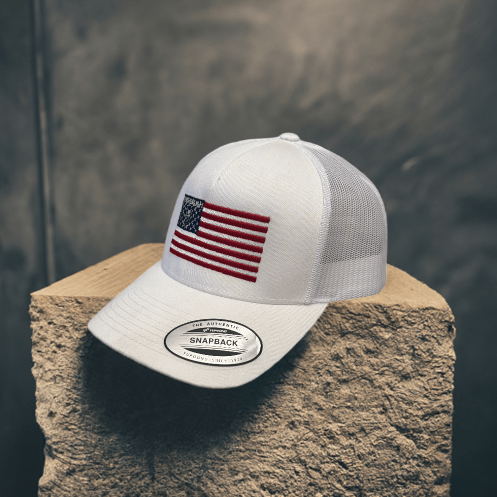 THIGHBRUSH® Patriotic Trucker Snapback Hat - White