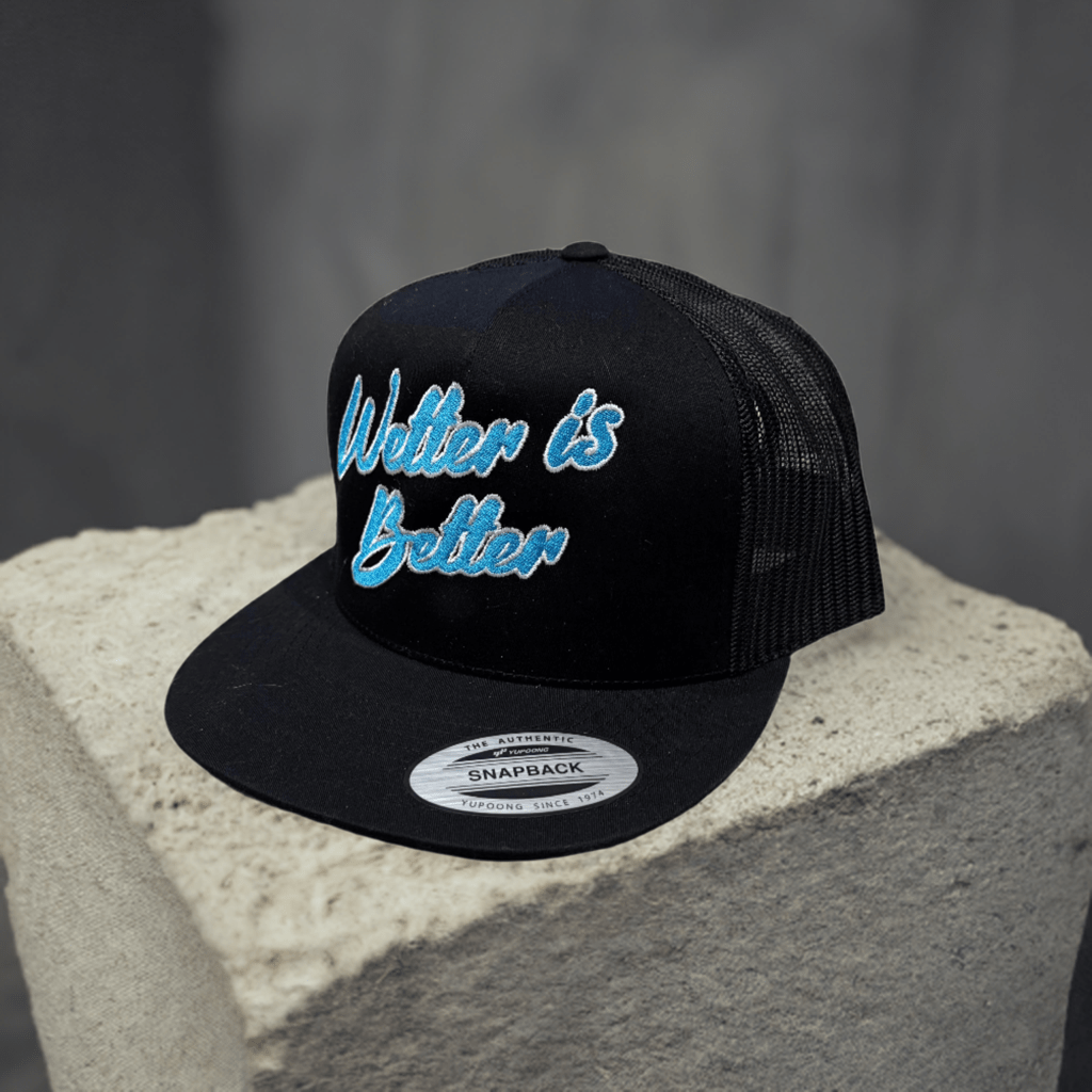 THIGHBRUSH® - WETTER IS BETTER - Flat Bill Trucker Snapback Hat - Black