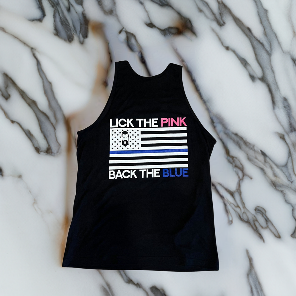 THIGHBRUSH® - LICK THE PINK, BACK THE BLUE - Men's Tank Top - Black