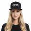 THIGHBRUSH® - MAKING FOREPLAY GREAT AGAIN - Flat Bill Trucker Snapback Hat - Black and White