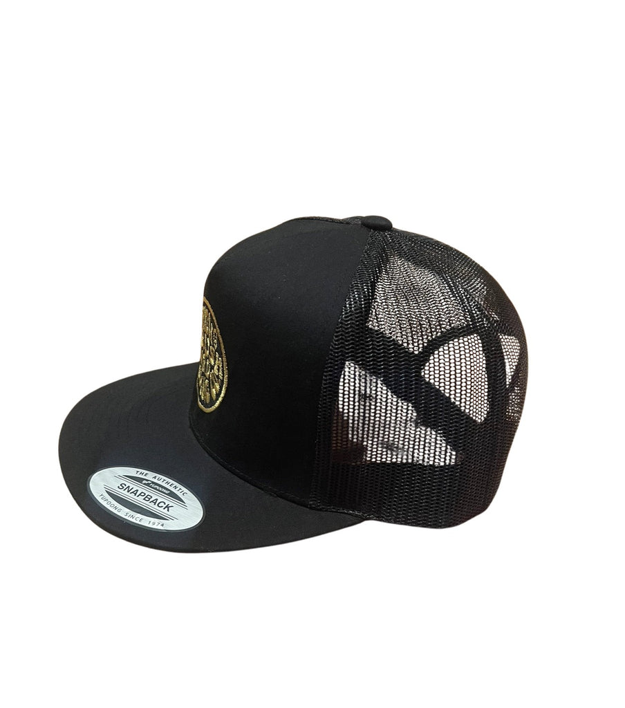 THIGHBRUSH® BEARD RIDING COMPANY - Flat Bill Trucker Snapback Hat - Black with Gold