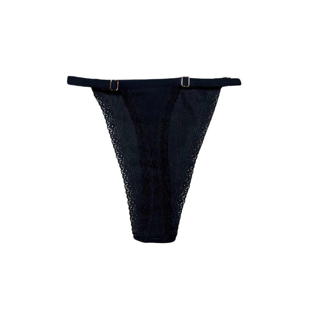 THIGHBRUSH® - LICK ME - Women's Adjustable Thong Underwear - Black 