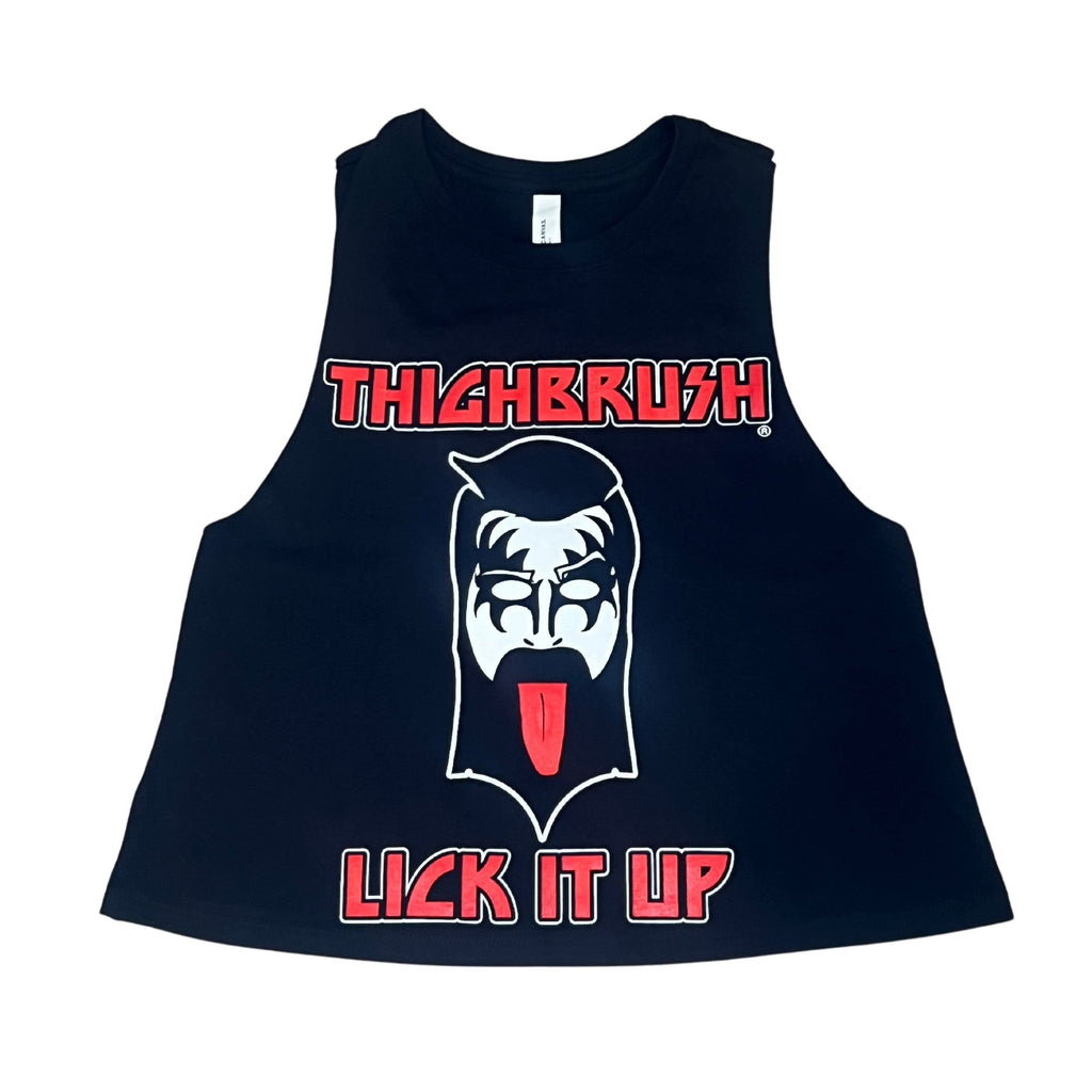 THIGHBRUSH® - LICK IT UP - Women's Sleeveless Cropped T-Shirt - Black 