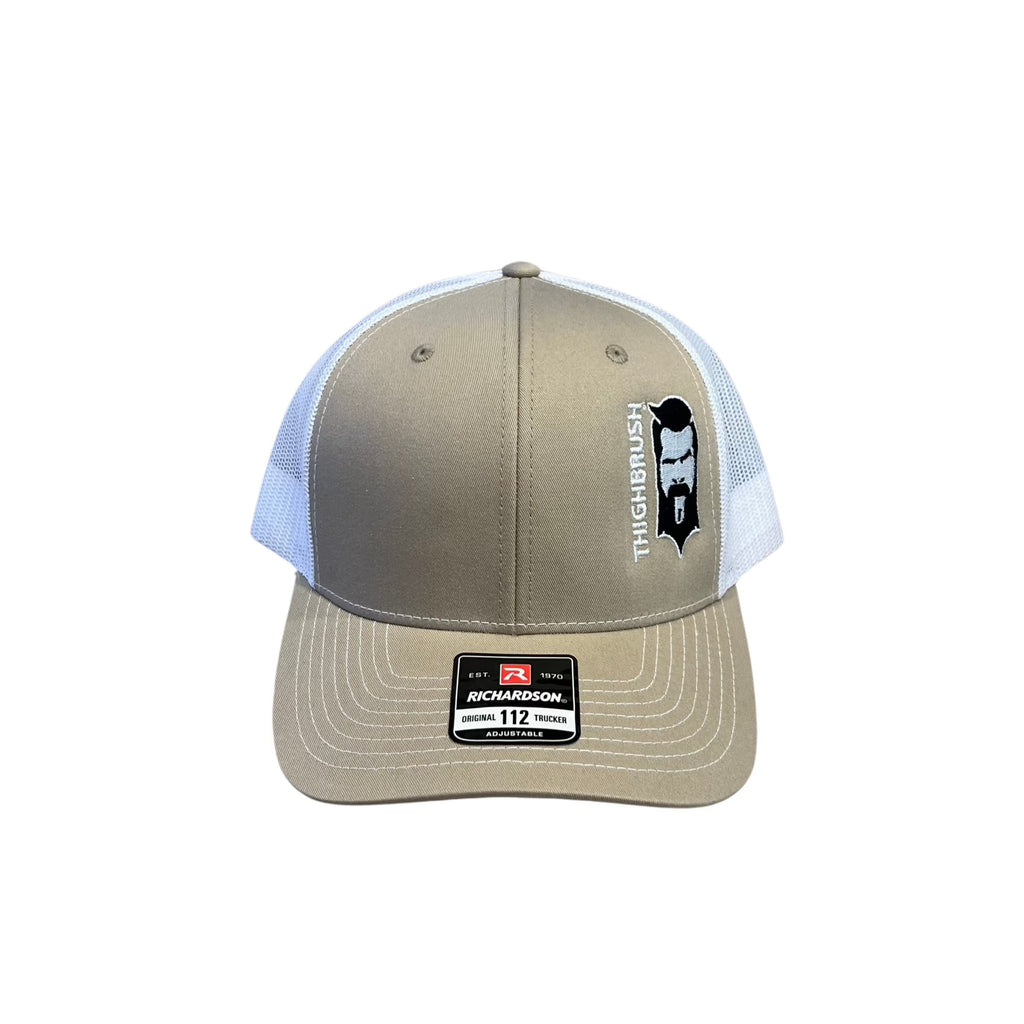 THIGHBRUSH® - Trucker Snapback Hat - Khaki and White 