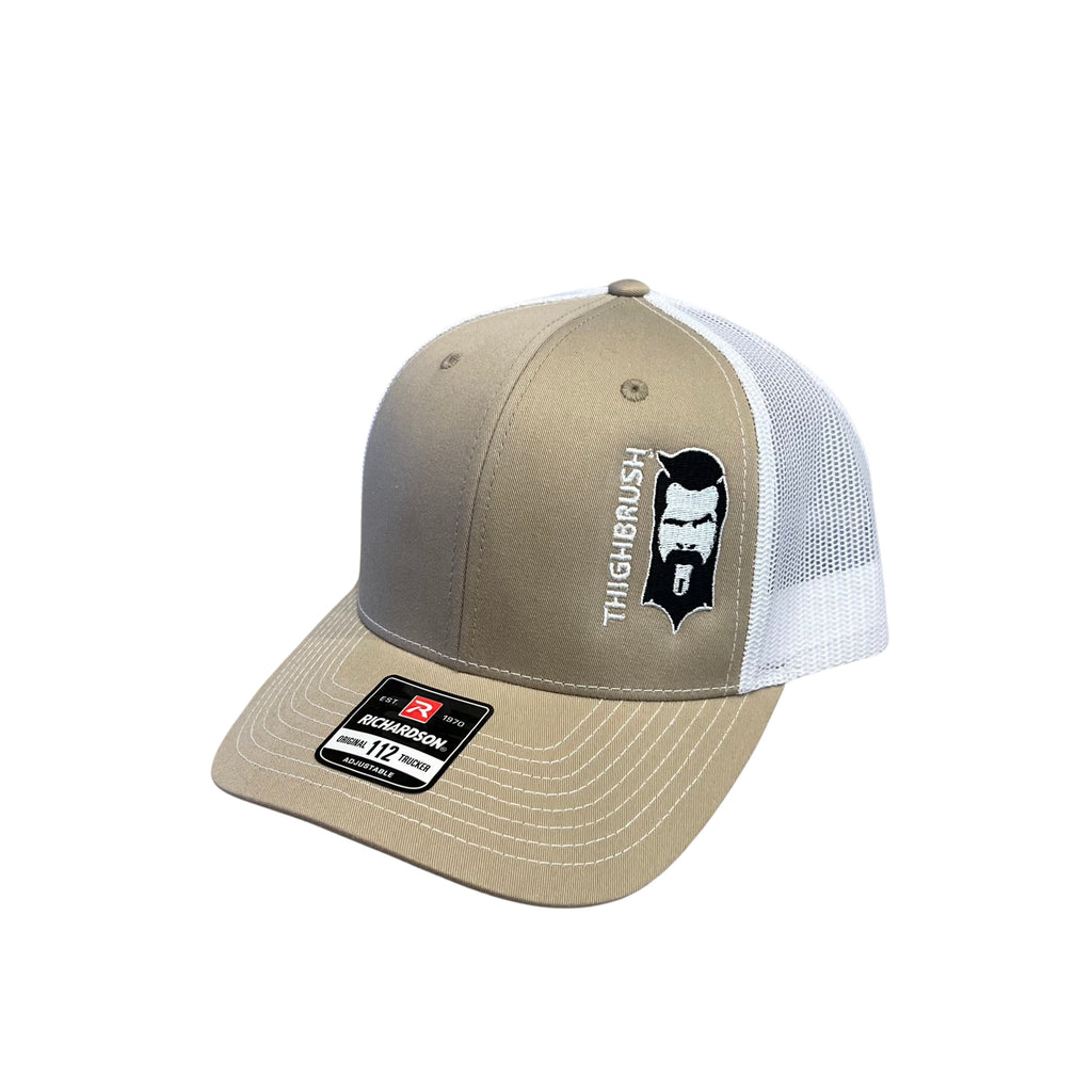 THIGHBRUSH® - Trucker Snapback Hat - Khaki and White 