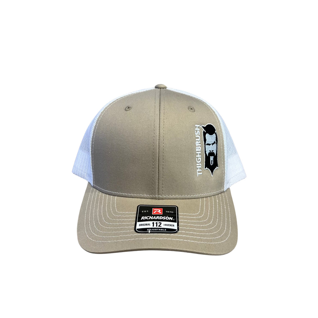 THIGHBRUSH® - Trucker Snapback Hat - Khaki and White 