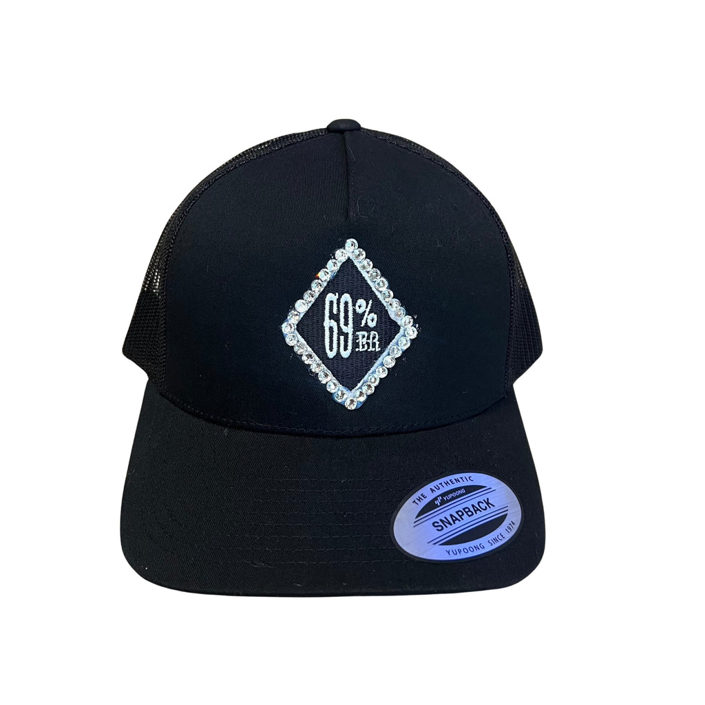 THIGHBRUSH® 69% ER DIAMOND COLLECTION - "Bling" Trucker Snapback Hat - Diamond Patch on Front Middle - Black