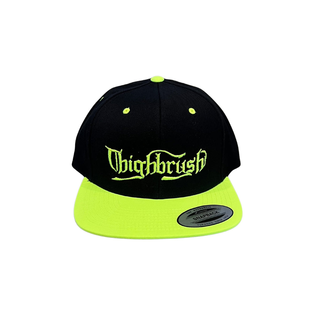 THIGHBRUSH® - OUTLAW - Flat Bill Snapback Hat - Black with Neon Yellow