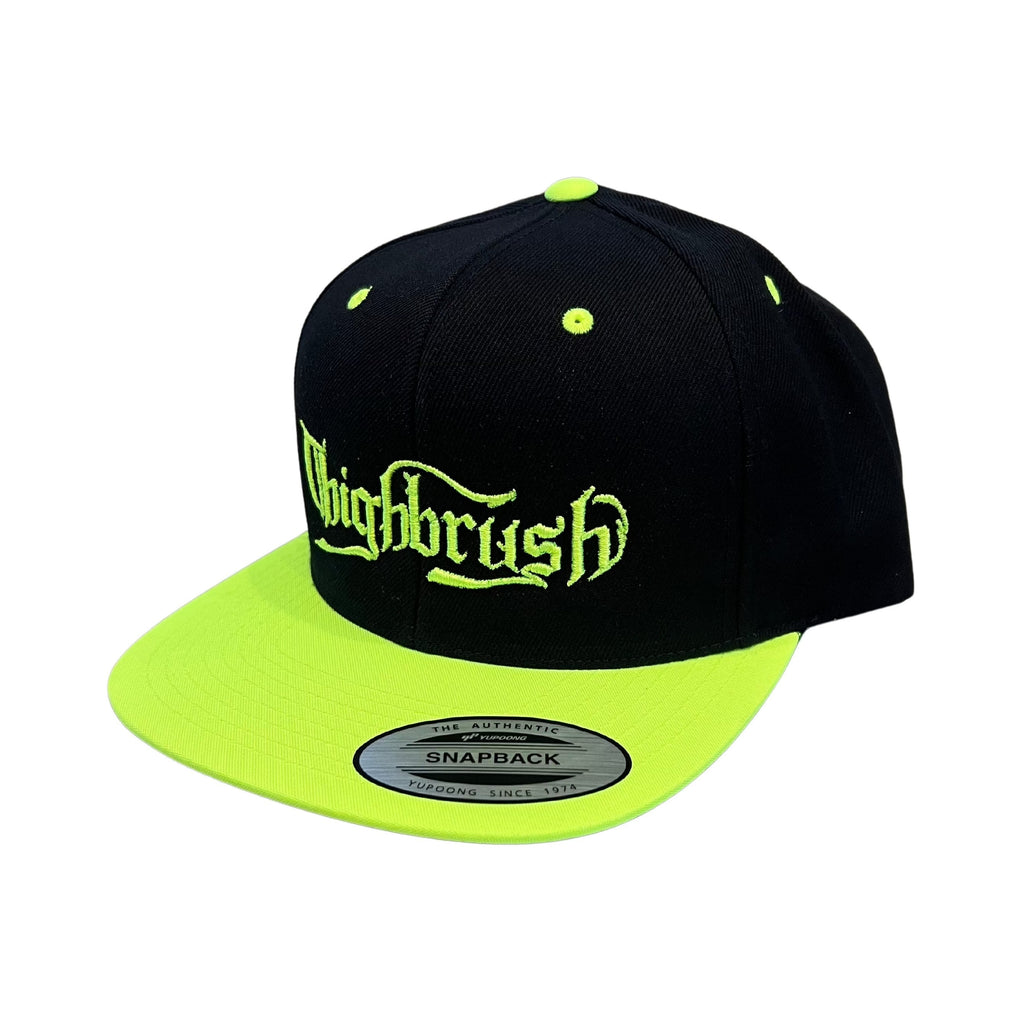 THIGHBRUSH® - OUTLAW - Flat Bill Snapback Hat - Black with Neon Yellow