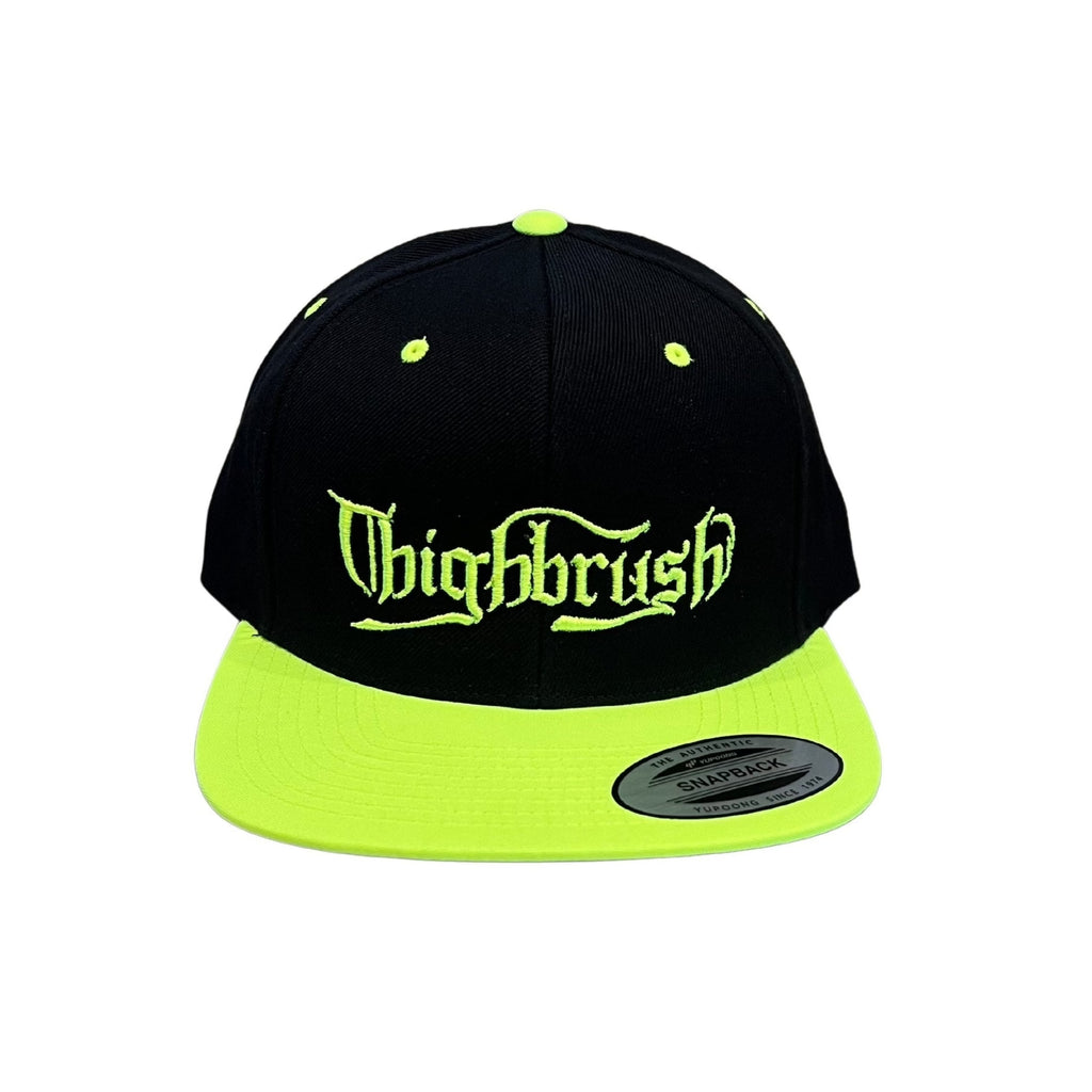 THIGHBRUSH® - OUTLAW - Flat Bill Snapback Hat - Black with Neon Yellow