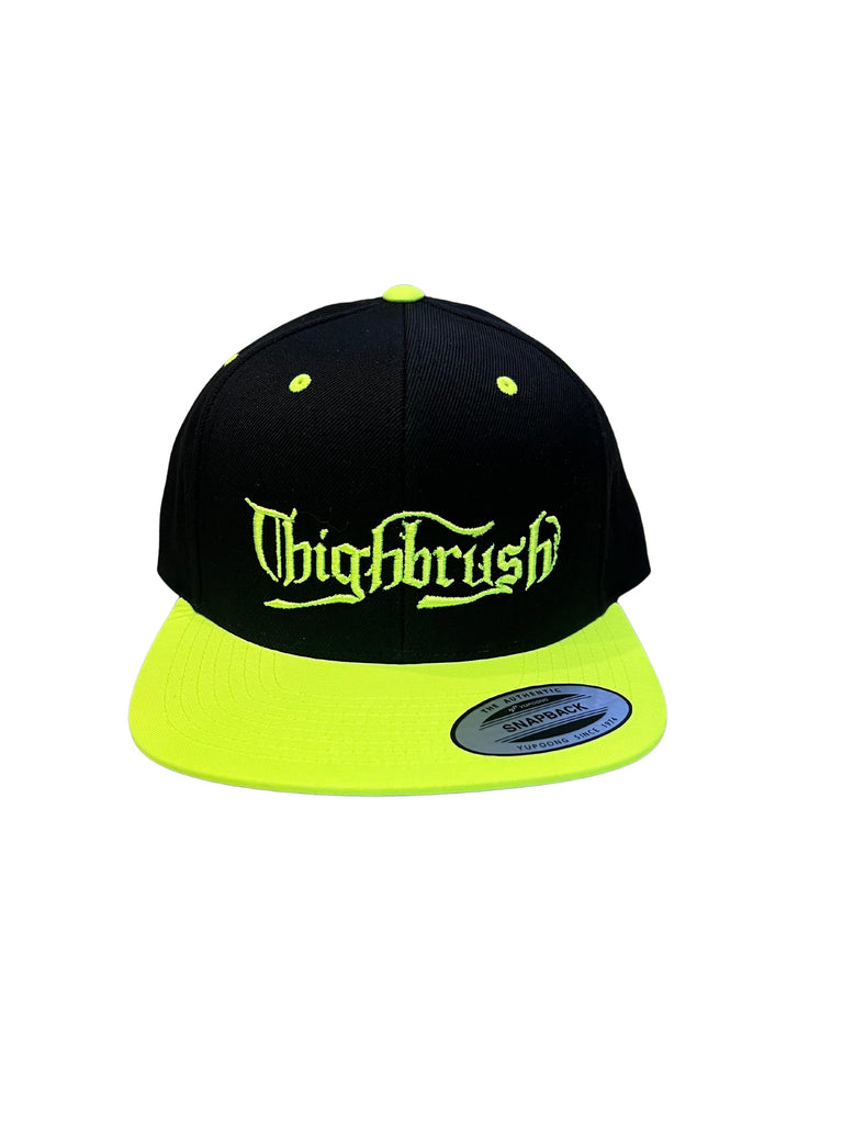 THIGHBRUSH® - OUTLAW - Flat Bill Snapback Hat - Black with Neon Yellow