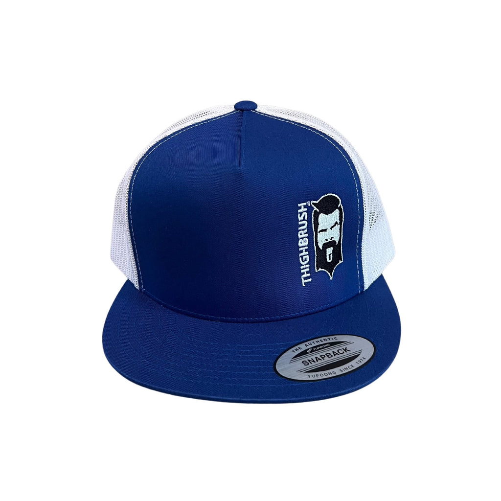 THIGHBRUSH® - Flat Bill Trucker Snapback Hat - Blue and White