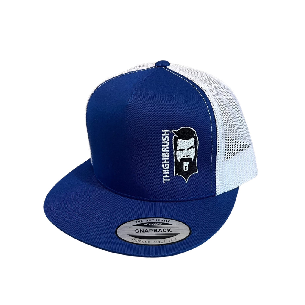 THIGHBRUSH® - Flat Bill Trucker Snapback Hat - Blue and White