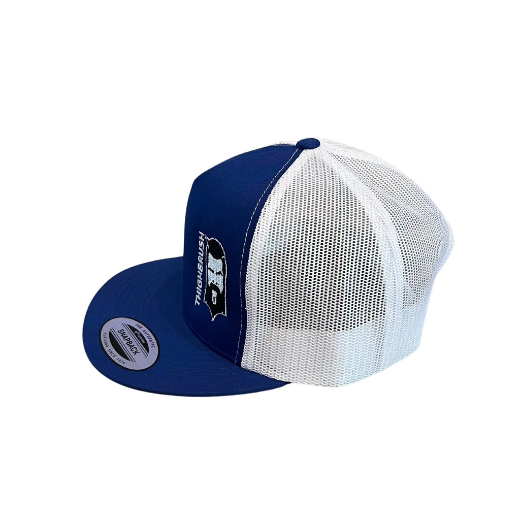 THIGHBRUSH® - Flat Bill Trucker Snapback Hat - Blue and White