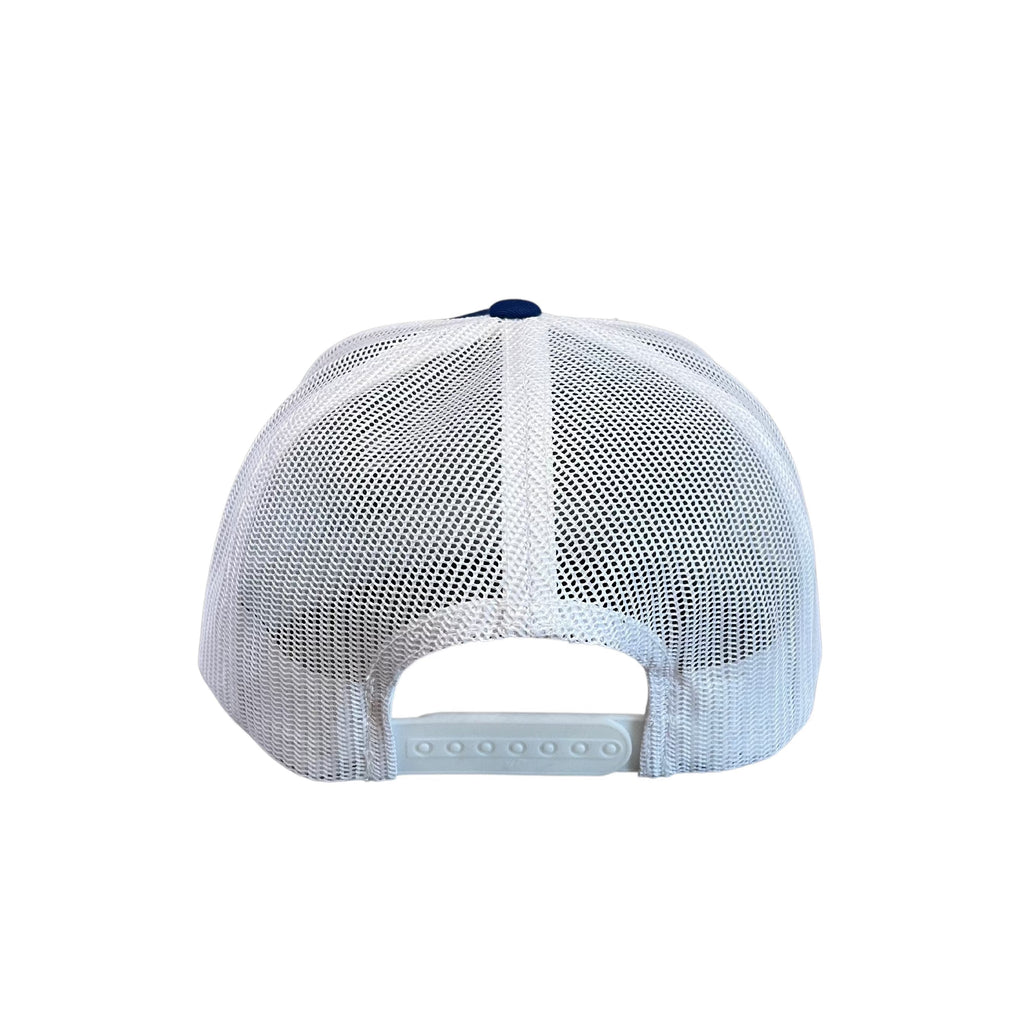 THIGHBRUSH® - Flat Bill Trucker Snapback Hat - Blue and White