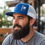 THIGHBRUSH® - Flat Bill Trucker Snapback Hat - Blue and White