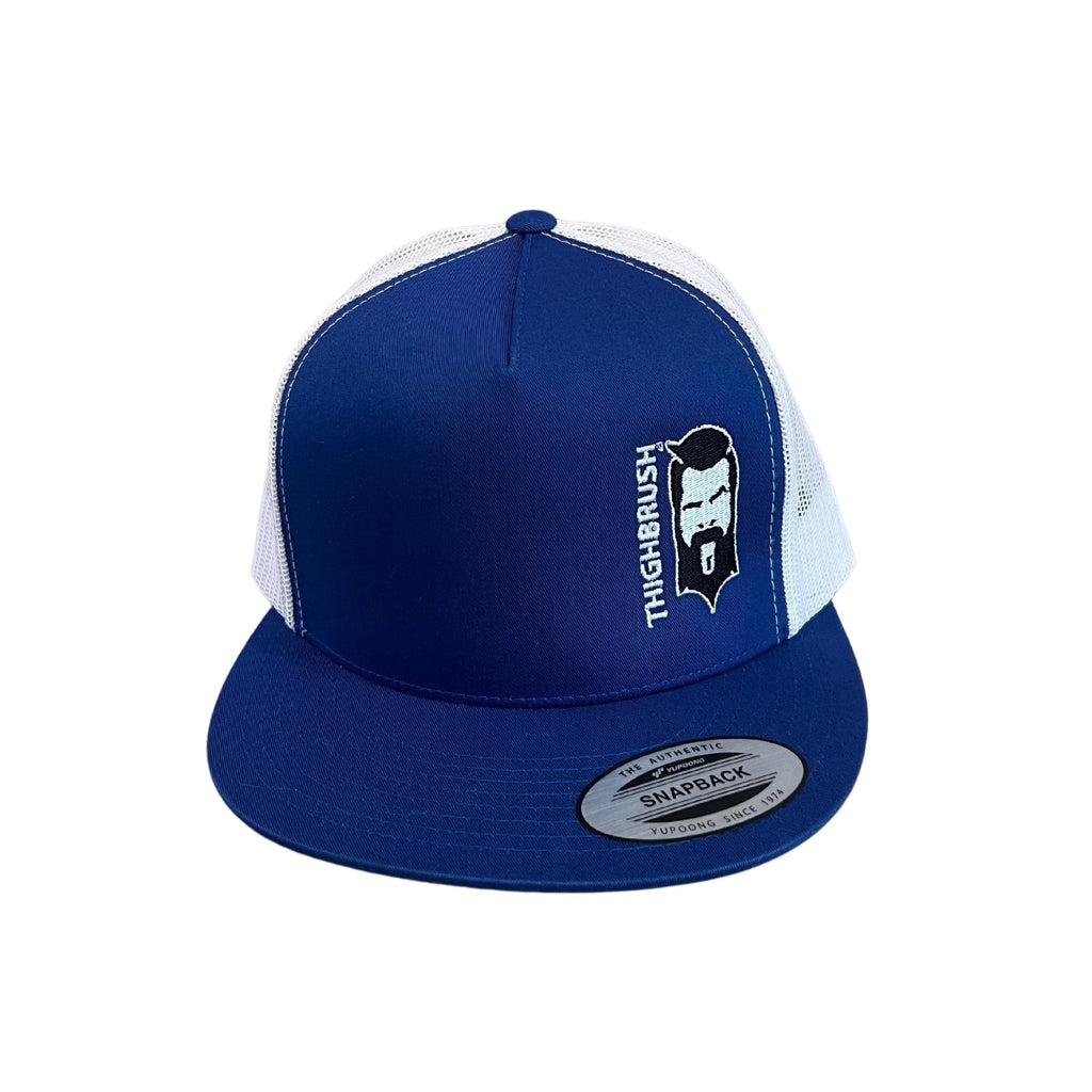 THIGHBRUSH® - Flat Bill Trucker Snapback Hat - Blue and White