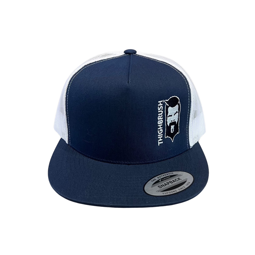 THIGHBRUSH® - Flat Bill Trucker Snapback Hat - Navy and White