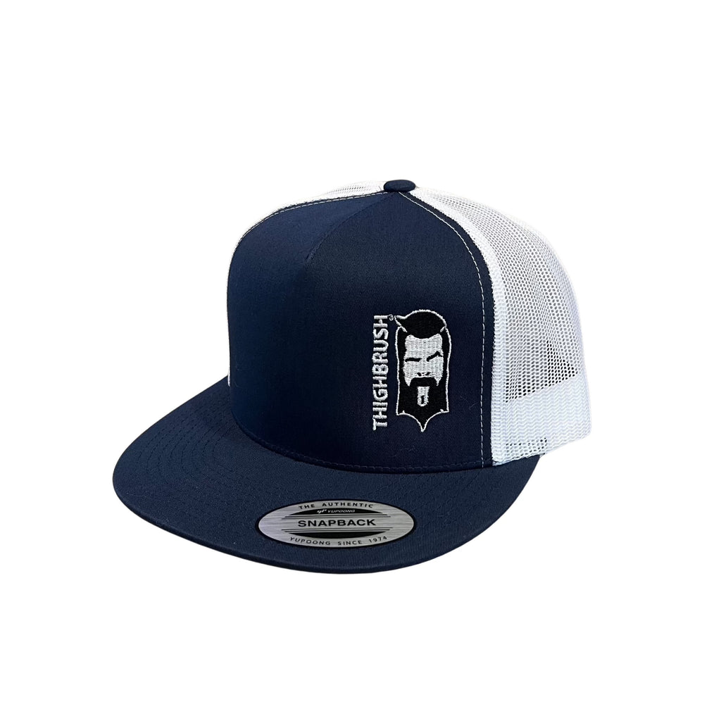 THIGHBRUSH® - Flat Bill Trucker Snapback Hat - Navy and White