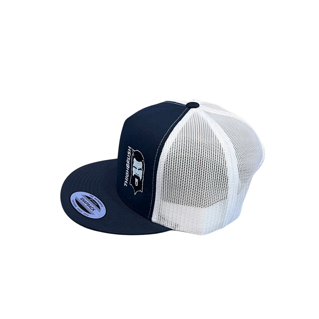 THIGHBRUSH® - Flat Bill Trucker Snapback Hat - Navy and White