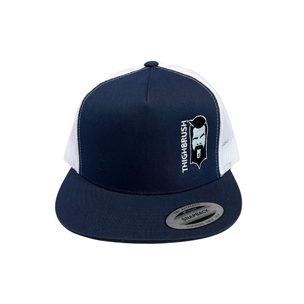 THIGHBRUSH® - Flat Bill Trucker Snapback Hat - Navy and White