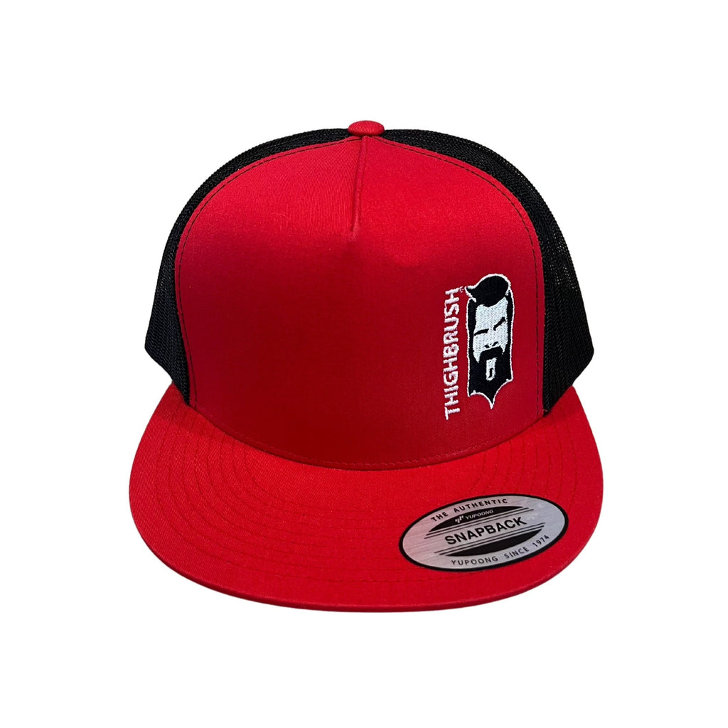 THIGHBRUSH® - Flat Bill Trucker Snapback Hat - Red and Black