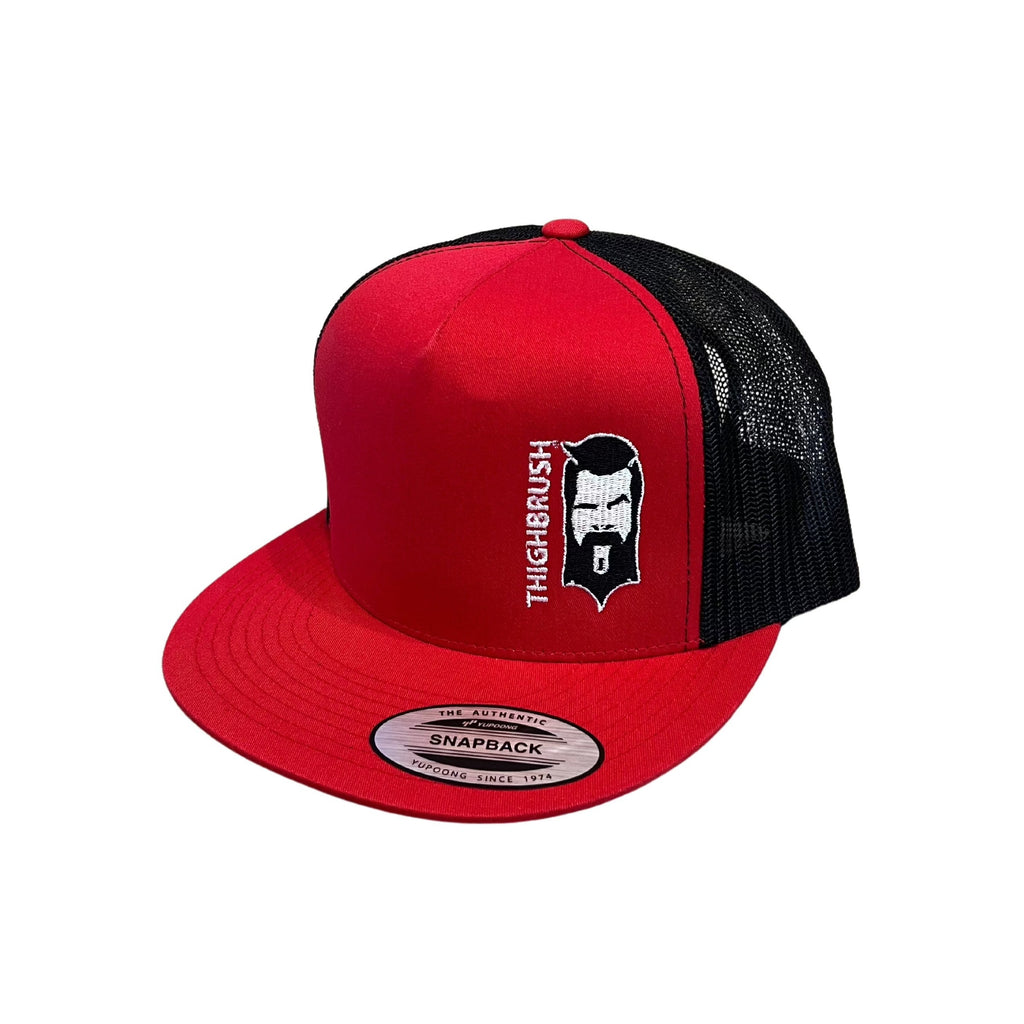 THIGHBRUSH® - Flat Bill Trucker Snapback Hat - Red and Black