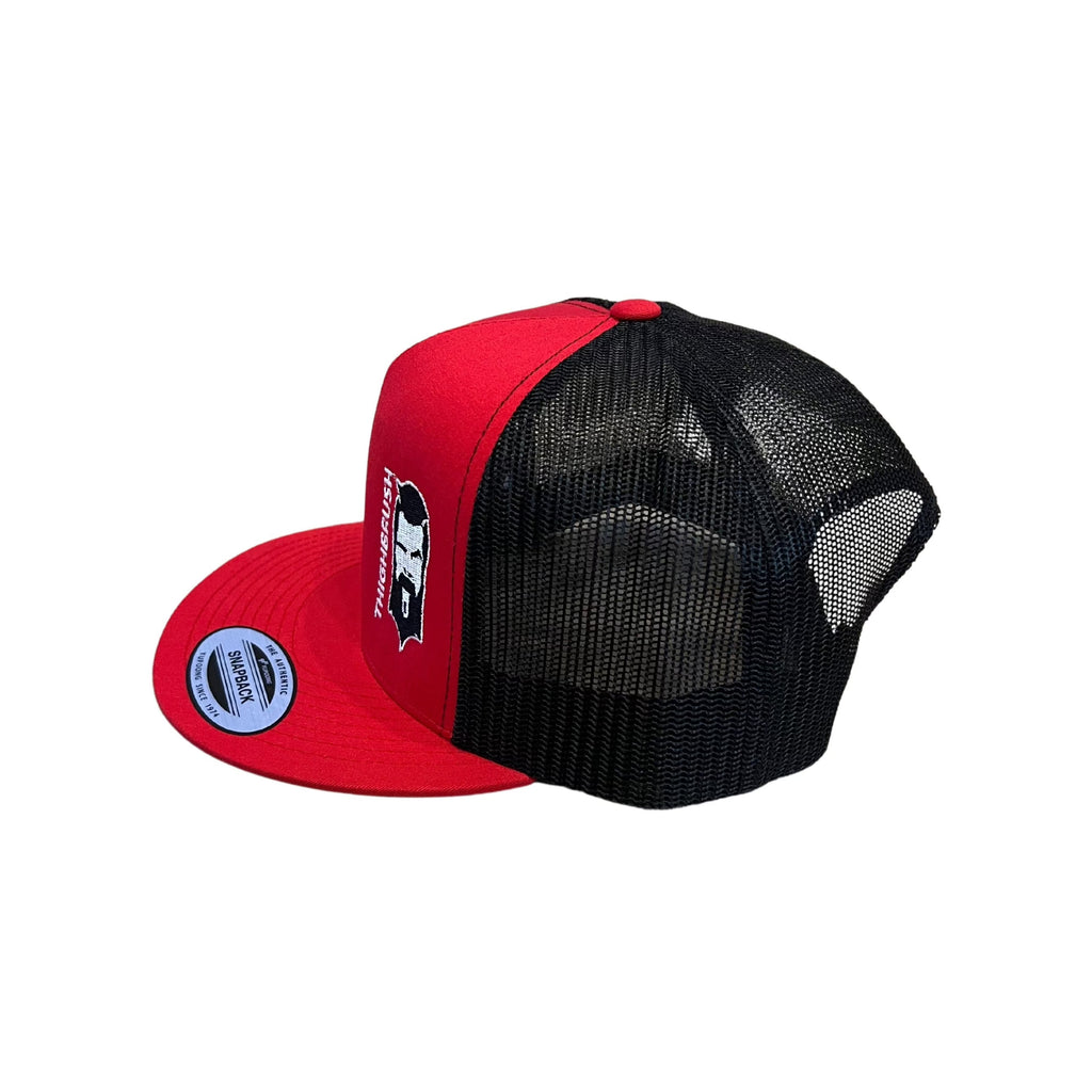 THIGHBRUSH® - Flat Bill Trucker Snapback Hat - Red and Black