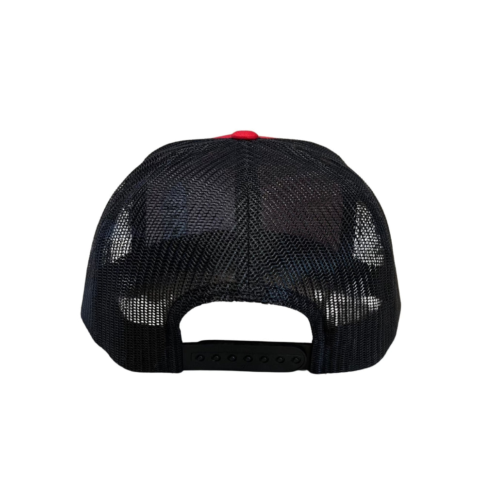 THIGHBRUSH® - Flat Bill Trucker Snapback Hat - Red and Black