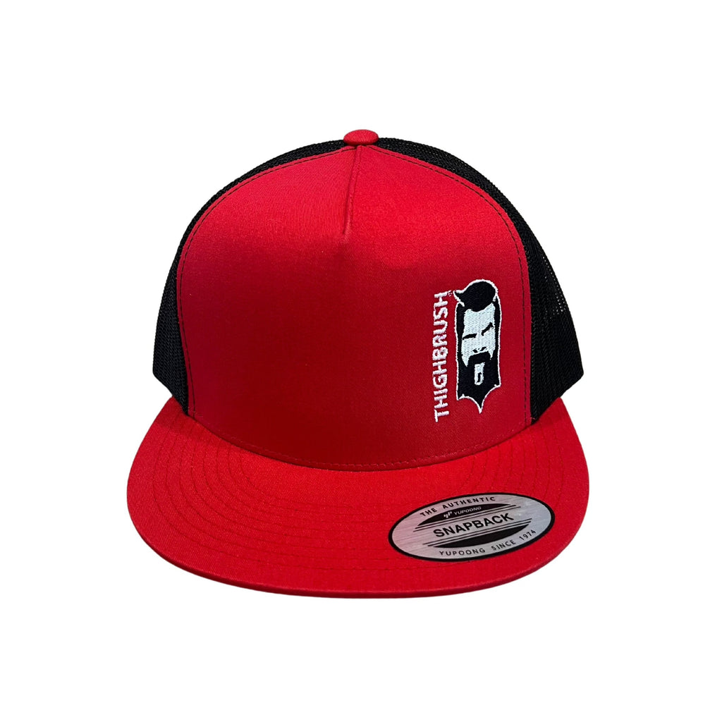 THIGHBRUSH® - Flat Bill Trucker Snapback Hat - Red and Black