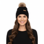 THIGHBRUSH® APPAREL COMPANY - Raccoon Fur Pom Cuffed Beanies - Black