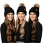 THIGHBRUSH® APPAREL COMPANY - Raccoon Fur Pom Cuffed Beanies - Black