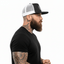 THIGHBRUSH® BEARD RIDING COMPANY - Flat Bill Trucker Snapback Hat - Charcoal Grey and White