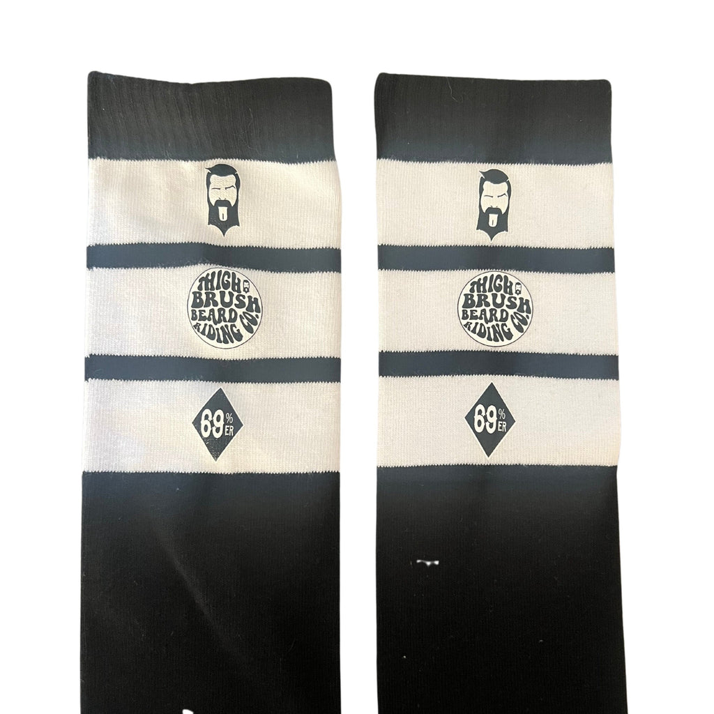 THIGHBRUSH® - Knee Hi Socks - Triple Striped Top - Black 
