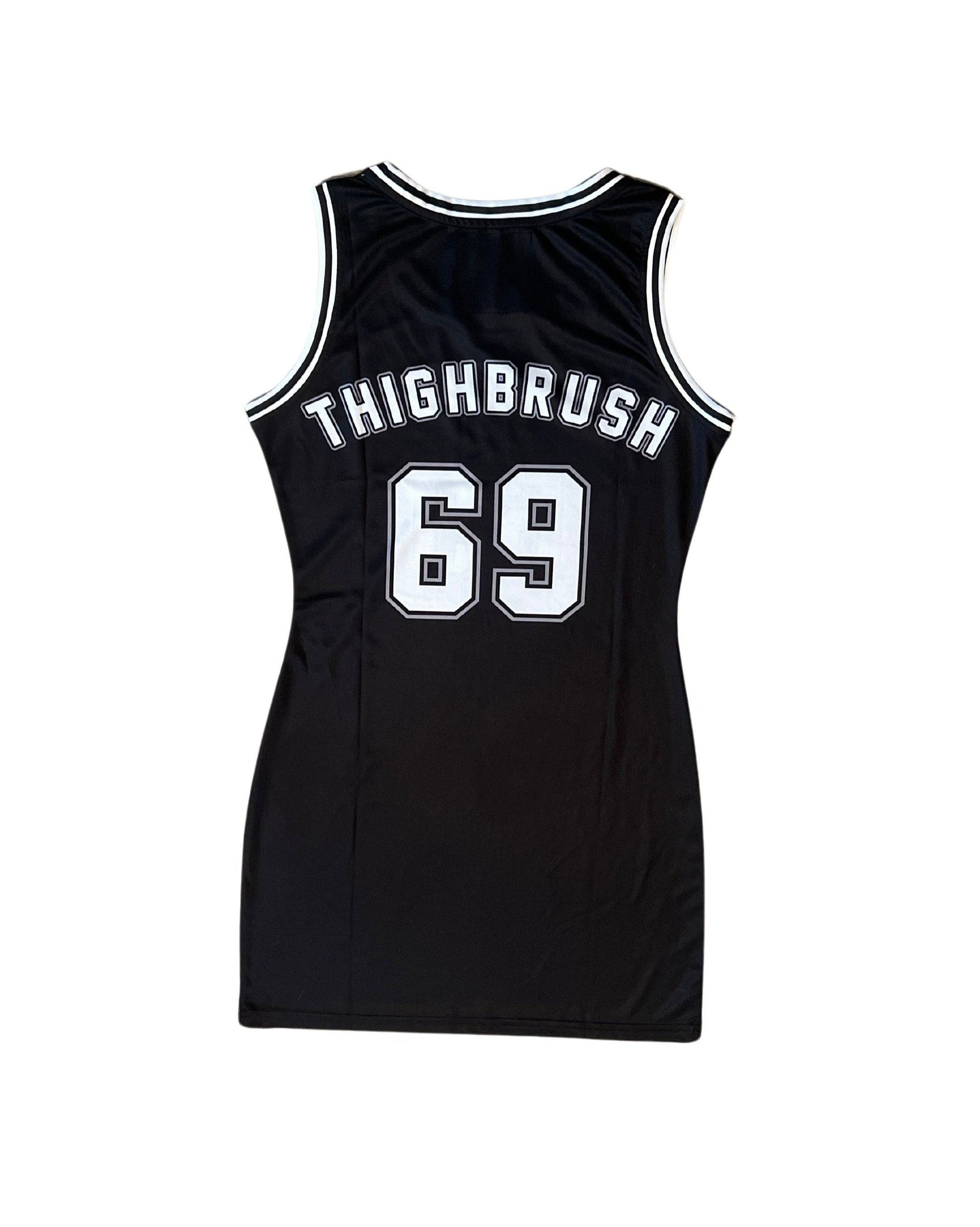 THIGHBRUSH ATHLETICS - THIGHBRUSH 69 - WOMEN'S BASKETBALL Jersey Dress - Black Jersey Dress / Black / Small THIGHBRUSH ATHLETICS - THIGHBRUSH 69 - WOMEN'S BASKETBALL Jersey Dress - Black Jersey Dress / Black / Small