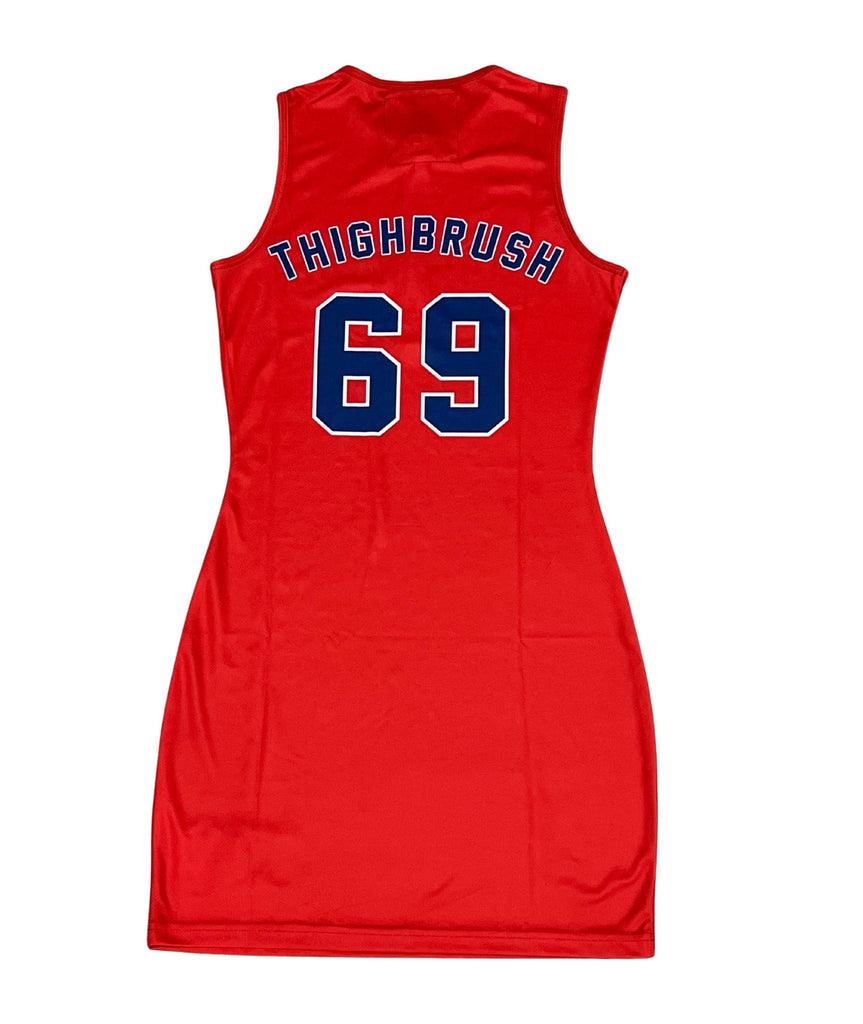 THIGHBRUSH® ATHLETICS - THIGHBRUSH 69 - WOMEN'S BASKETBALL JERSEY DRESS - RED - 