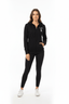 THIGHBRUSH® GOLF - GET IN THE HOLE - Women's Zipper Hooded Long Sleeve T-Shirt - Black
