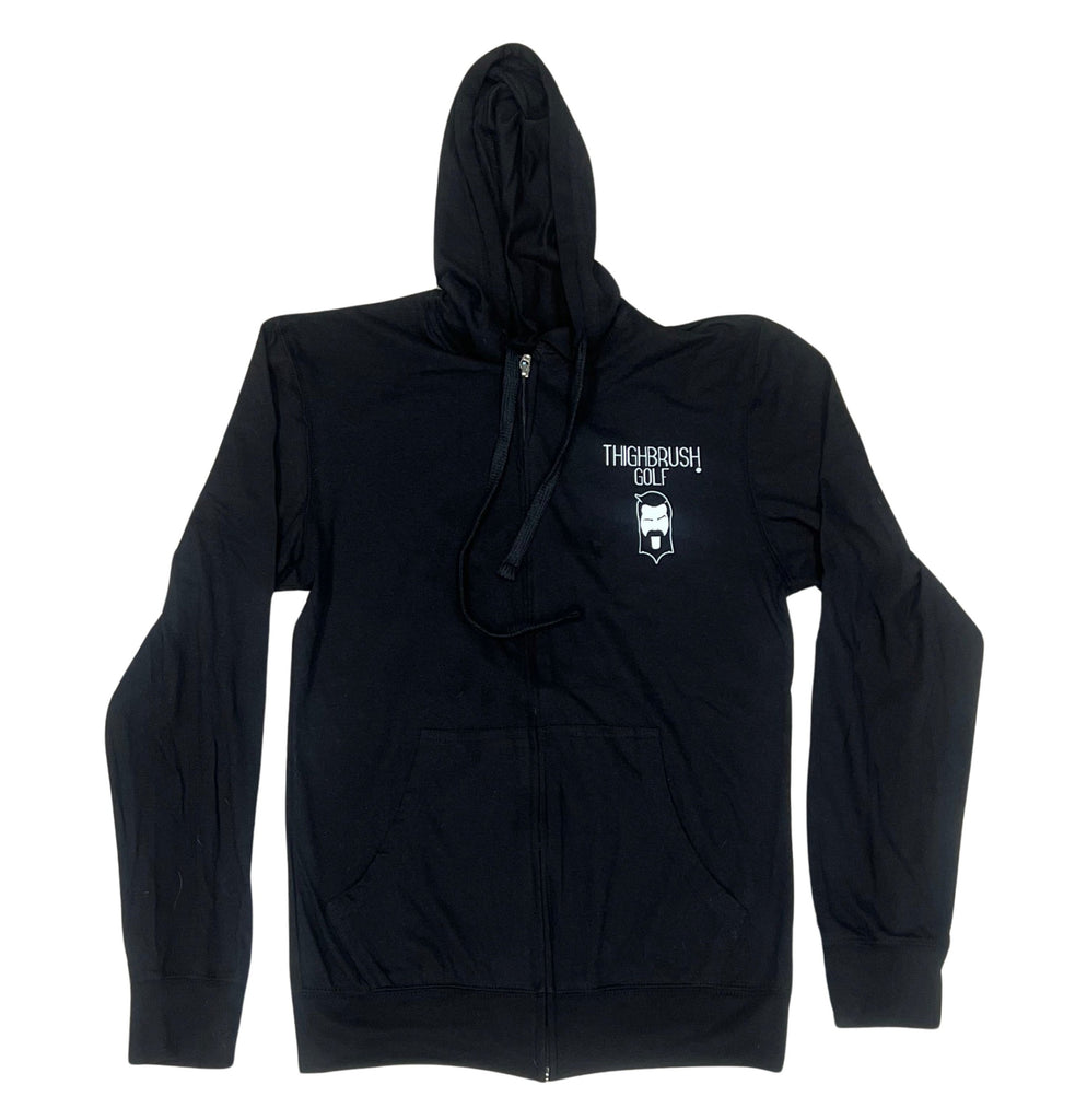 THIGHBRUSH® GOLF - GET IN THE HOLE - Women's Zipper Hooded Long Sleeve T-Shirt - Black
