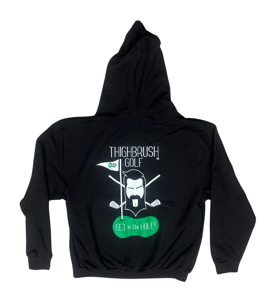 THIGHBRUSH® GOLF - GET IN THE HOLE - Unisex Zipper Hooded Sweatshirt - Black
