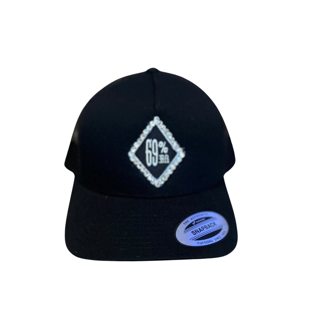 THIGHBRUSH® 69% ER DIAMOND COLLECTION - "Bling" Trucker Snapback Hat - Diamond Patch on Front (Middle) - Black