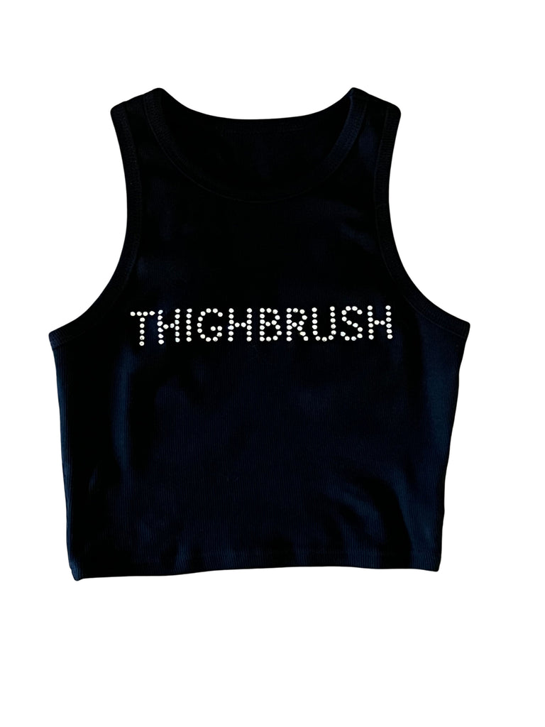 THIGHBRUSH® - Women's Bling Cropped Tank Top - Black