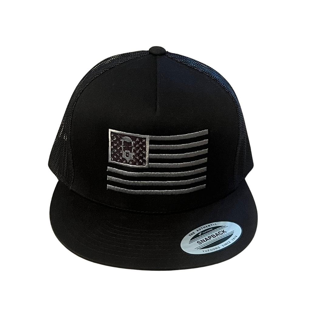THIGHBRUSH® Patriotic Trucker Snapback Hat - Flat Bill - Black - 
