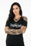 THIGHBRUSH® “OUTLAW" - Women's Cold Shoulder Top - Black