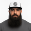 THIGHBRUSH® BEARD RIDING COMPANY - Flat Bill Trucker Snapback Hat - White and Black