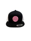 THIGHBRUSH® BEARD RIDING COMPANY - Trucker Snapback Hat - Black and White - Flat Bill - Neon Pink