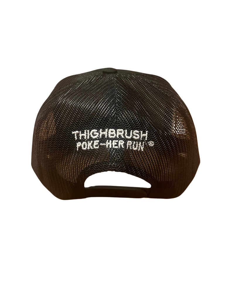 THIGHBRUSH® 69-MILE "POKE-HER RUN" - Flat Bill Trucker Snapback Hat  - Black - 