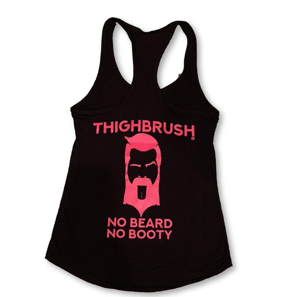 THIGHBRUSH® - "No Beard, No Booty" - Women's Tank Top - Black and Pink - thighbrush